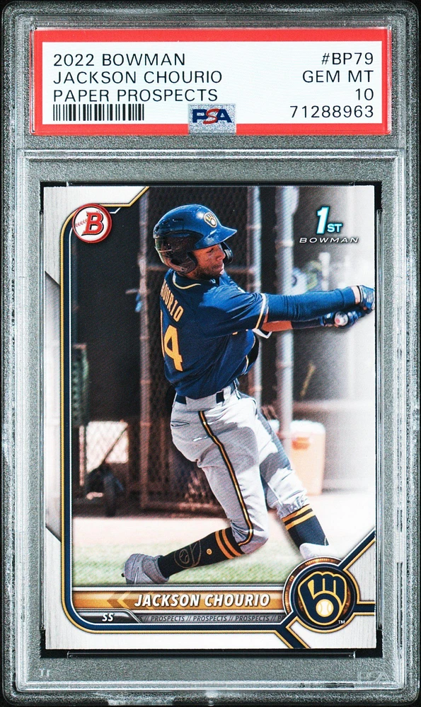 2022 Bowman Paper Prospects Bp79 Jackson Chourio PSA 10