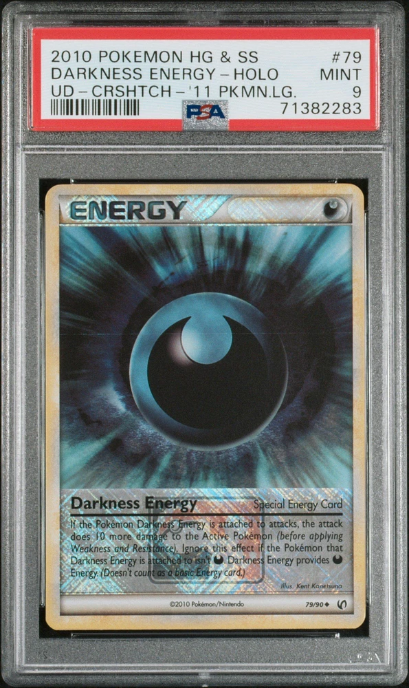 2010 Pokemon Heartgold & Soulsilver Undaunted 79 Darkness Energy-holo Crosshatch-2011 Pokemon League PSA 9