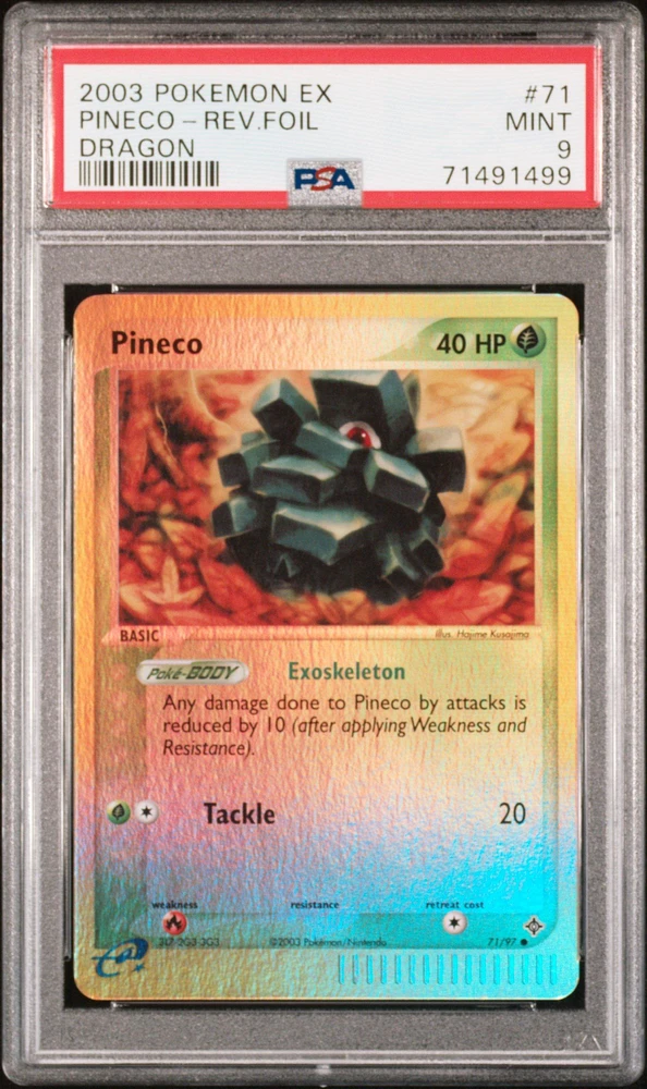 2003 Pokemon Ex Dragon 71 Pineco-reverse Foil PSA 9