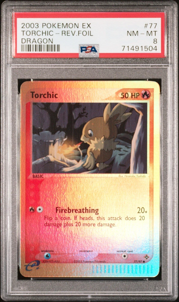 2003 Pokemon Ex Dragon 77 Torchic-reverse Foil PSA 8