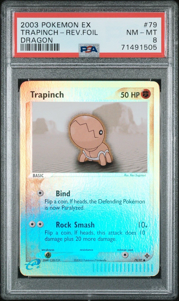 2003 Pokemon Ex Dragon 79 Trapinch-reverse Foil PSA 8