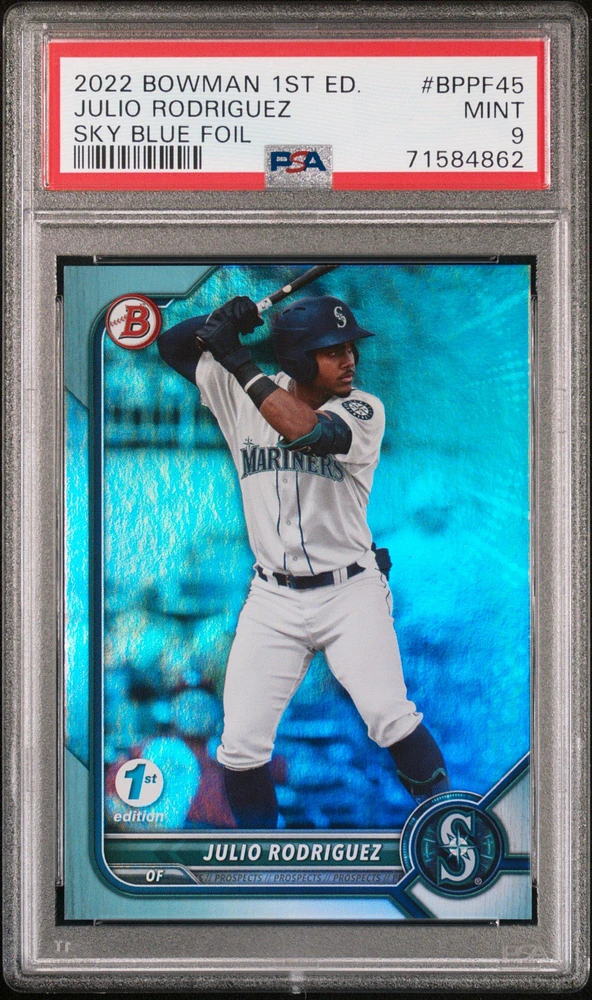 2022 Bowman 1st Edition Bppf45 Julio Rodriguez Sky Blue Foil PSA 9