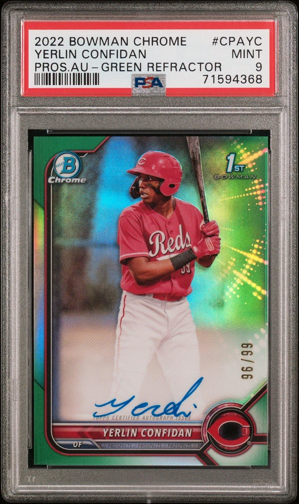 2022 Bowman Chrome Prospect Autographs Cpayc Yerlin Confidan PSA 9