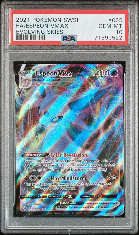 2021 Pokemon Sword & Shield Evolving Skies 065 Fa/espeon Vmax PSA 10