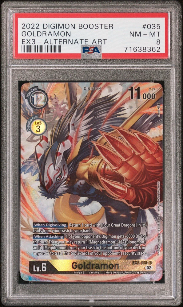 2022 Digimon Booster Draconic Roar 035 Goldramon Alternate Art PSA 8