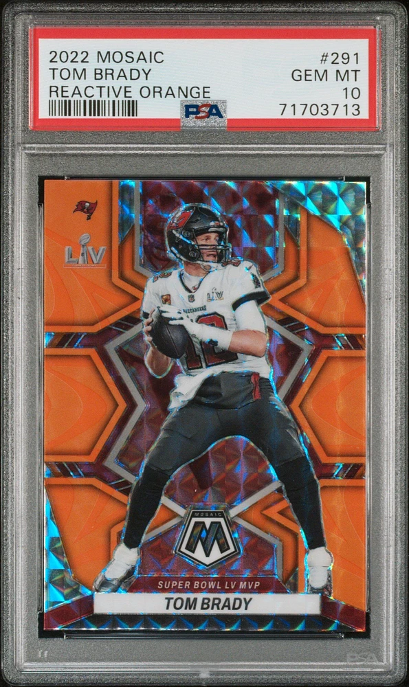 2022 Panini Mosaic Tom Brady Reactive Orange PSA 10
