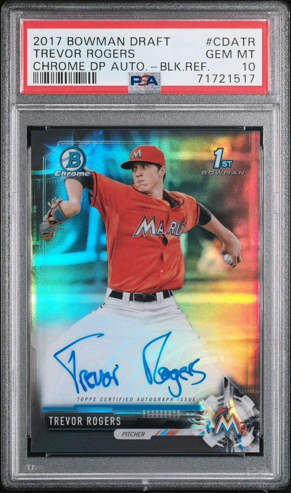 2017 Bowman Draft Chrome Draft Picks Autographs Cdatr Trevor Rogers Black Refractor PSA 10