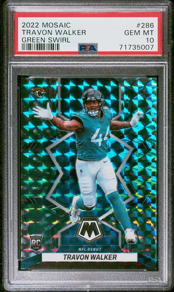 2022 Panini Mosaic 286 Travon Walker Green Swirl PSA 10