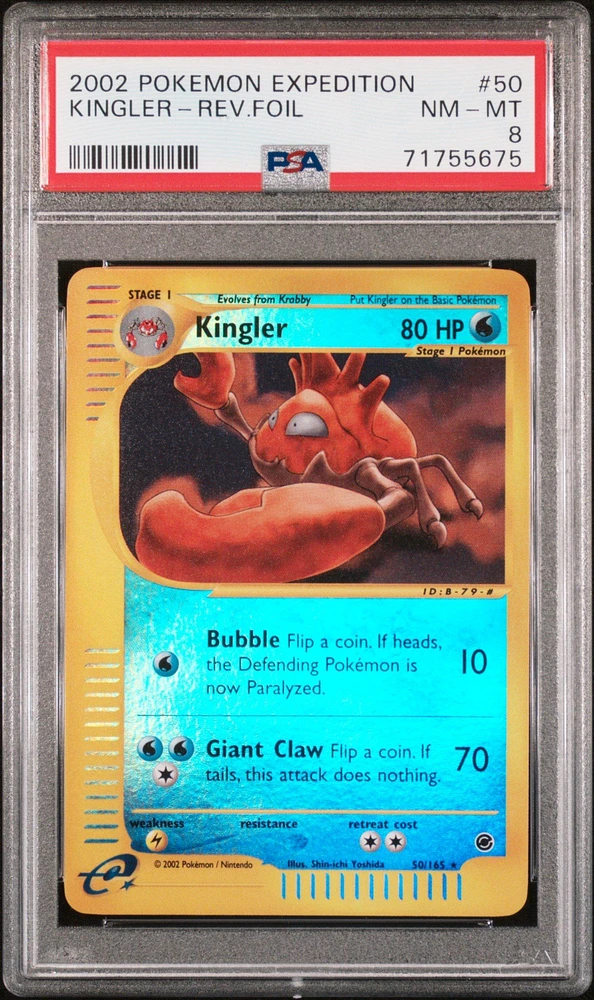 2002 Pokemon Expedition 50 Kingler-reverse Foil PSA 8