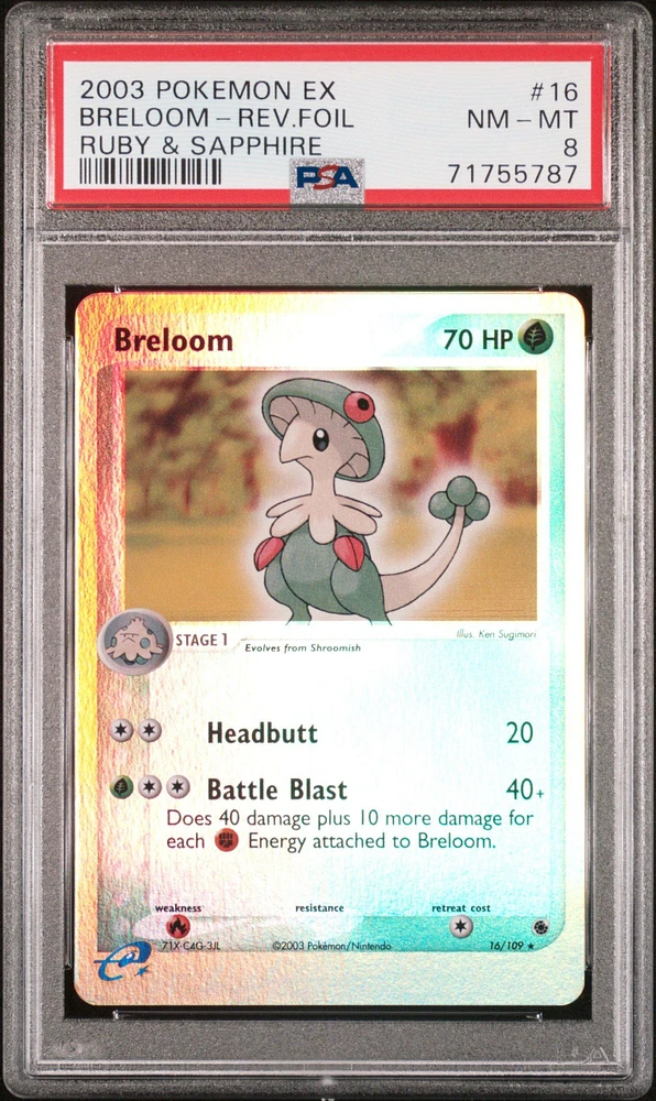 2003 Pokemon Ex Ruby & Sapphire 16 Breloom-reverse Foil PSA 8