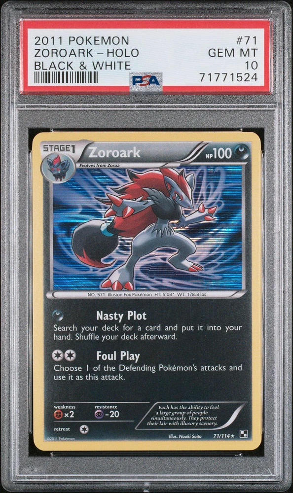 2011 Pokemon Black & White 71 Zoroark-holo PSA 10