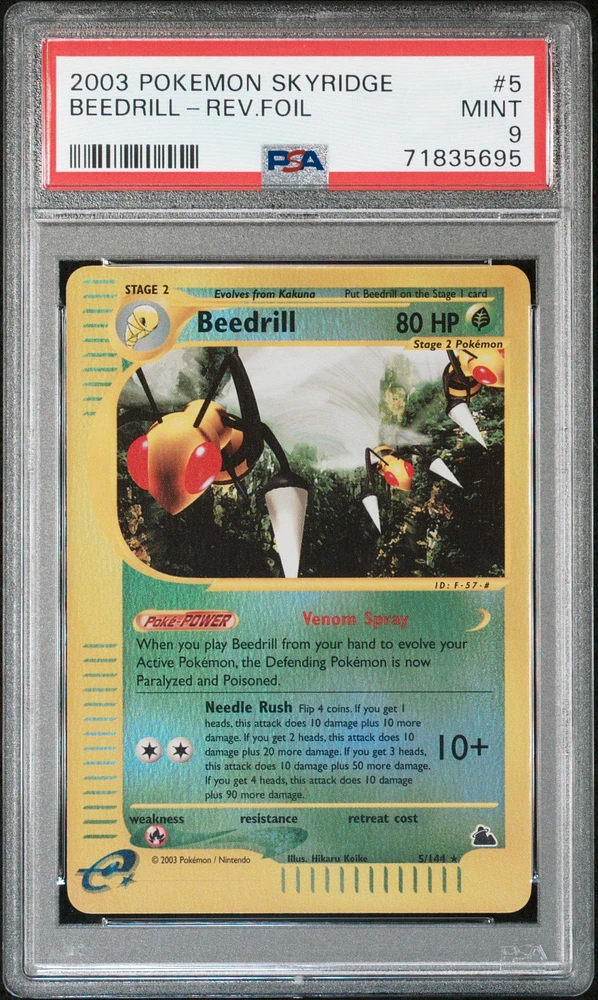 2003 Pokemon Skyridge 5 Beedrill-reverse Foil PSA 9