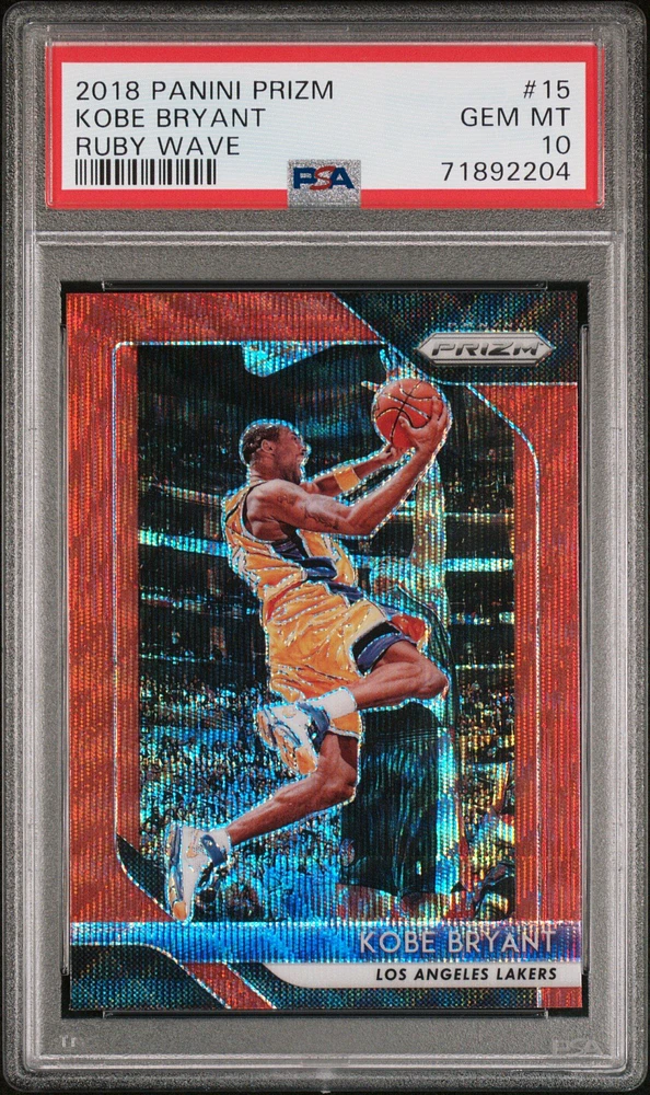 2018 Panini Prizm 15 Kobe Bryant Ruby Wave PSA 10