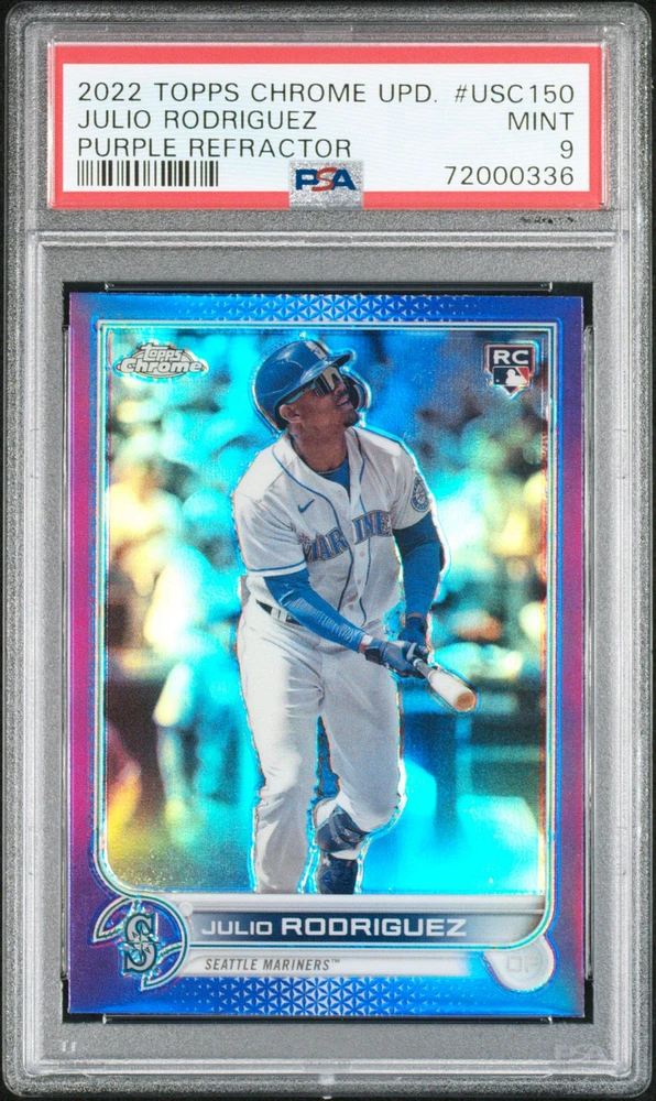 2022 Topps Chrome Update Usc150 Julio Rodriguez Purple Refractor PSA 9