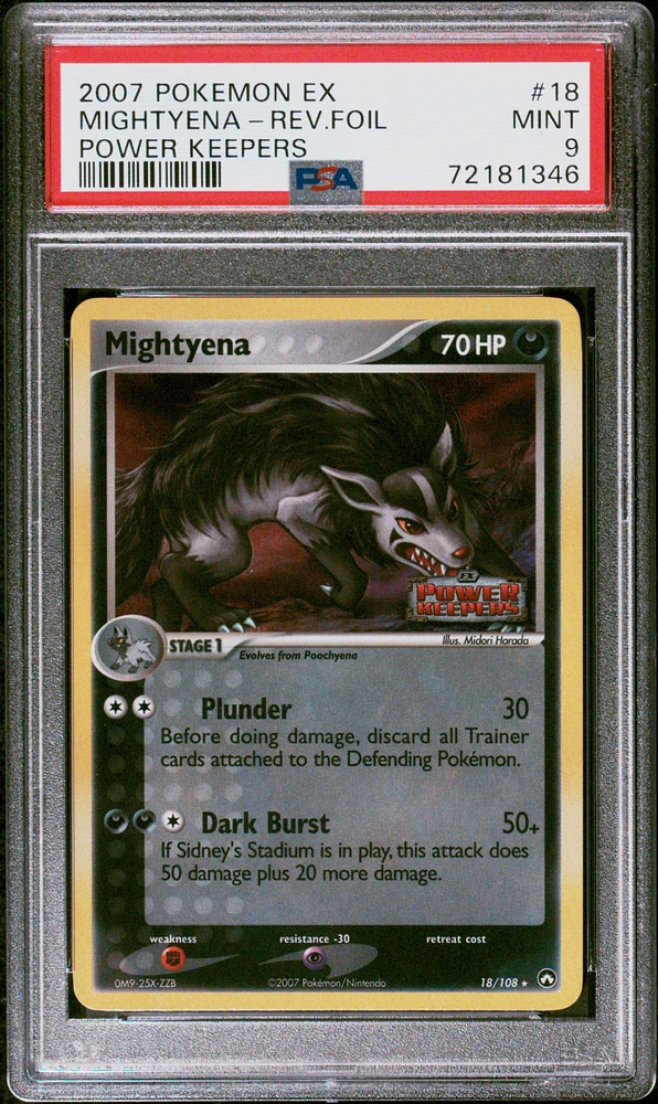 2007 Pokemon Ex Power Keepers 18 Mightyena-reverse Foil PSA 9