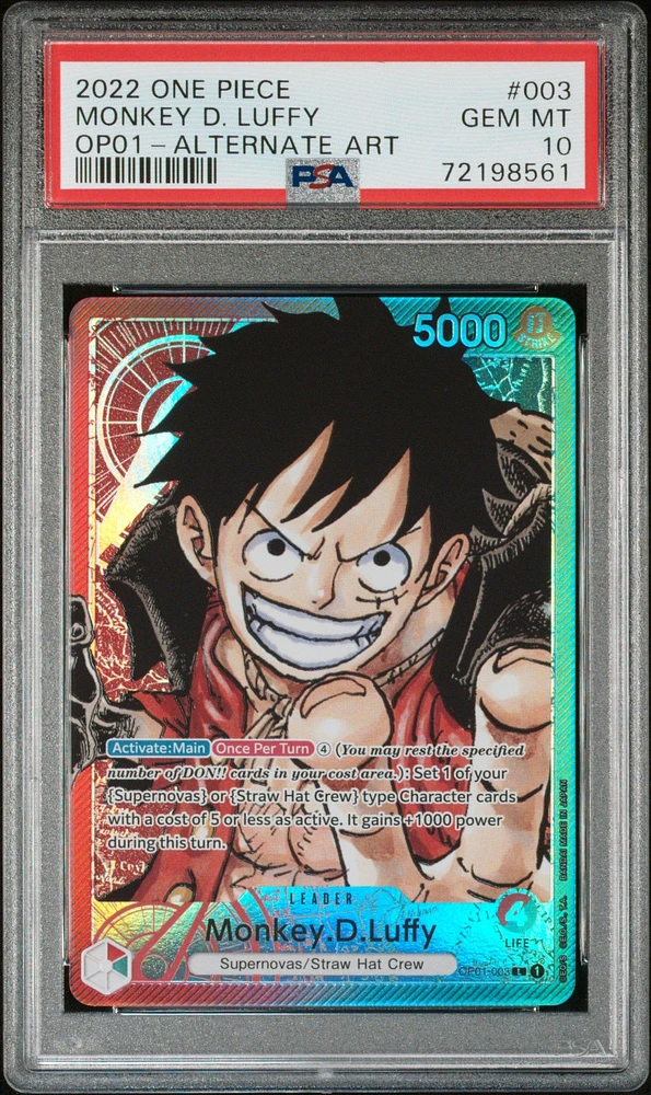 2022 One Piece Romance Dawn Monkey D. Luffy Alternate Art PSA