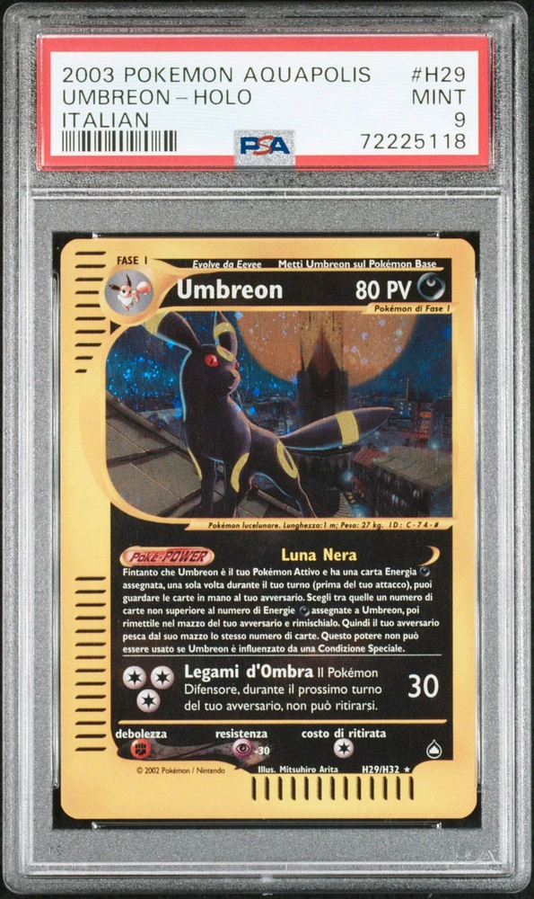 2003 Pokemon Aquapolis H29 Umbreon-holo Italian PSA 9