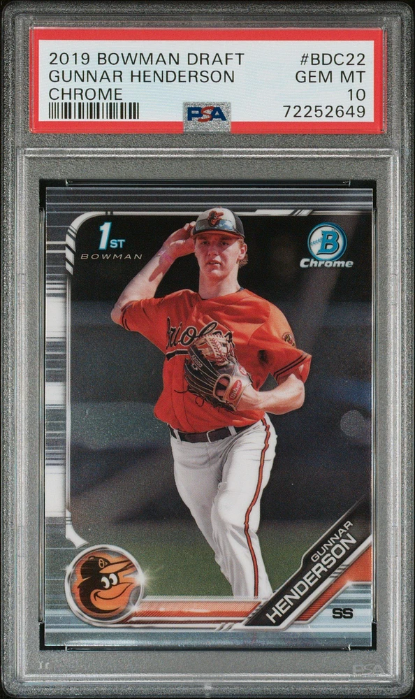 2019 Bowman Draft Bdc22 Gunnar Henderson Chrome PSA 10