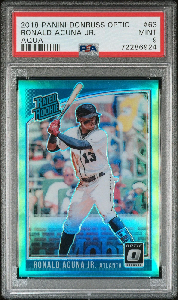 2018 Panini Donruss Optic 63 Ronald Acuna Jr. Aqua PSA 9