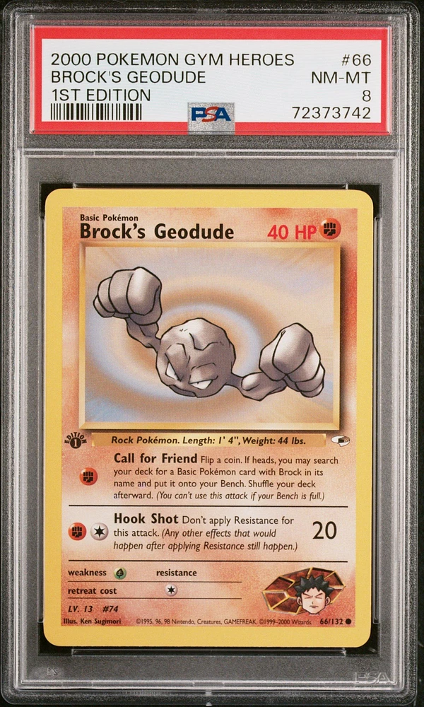 2000 Pokemon Gym Heroes Brock's Geodude 1st Edition PSA 8