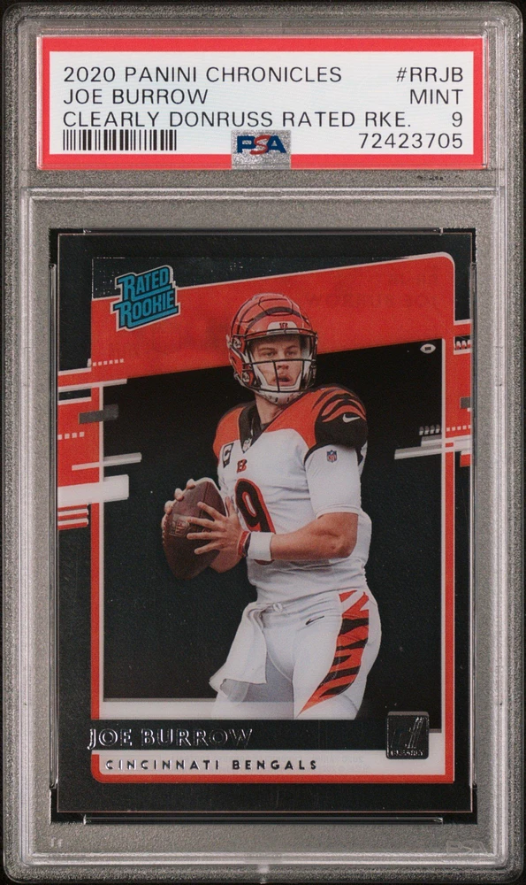 2020 Panini Chronicles Clearly Donruss Rated Rookies Rrjb Joe Burrow PSA 9
