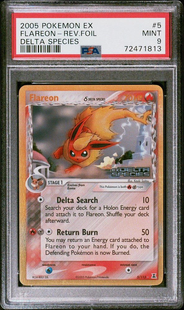 2005 Pokemon Ex Delta Species 5 Flareon-reverse Foil PSA 9