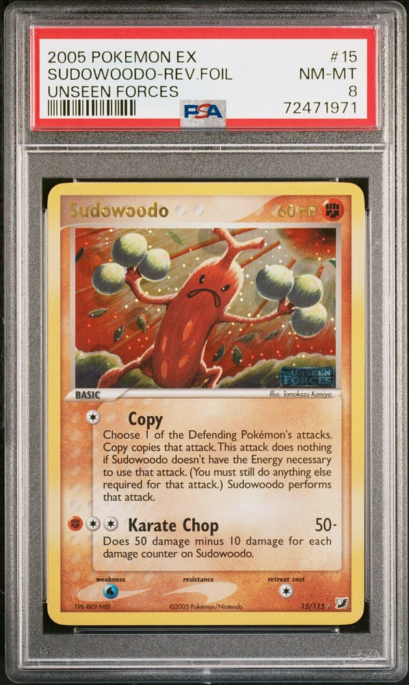 2005 Pokemon Ex Unseen Forces 15 Sudowoodo-reverse Foil PSA 8