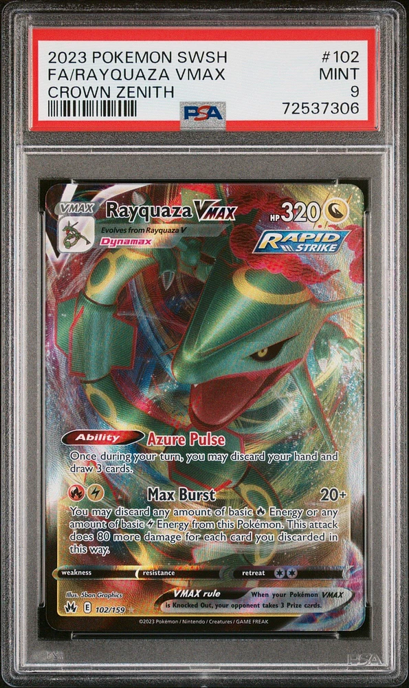 2023 Pokemon Sword And Shield Crown Zenith 102 Fa/rayquaza Vmax PSA 9