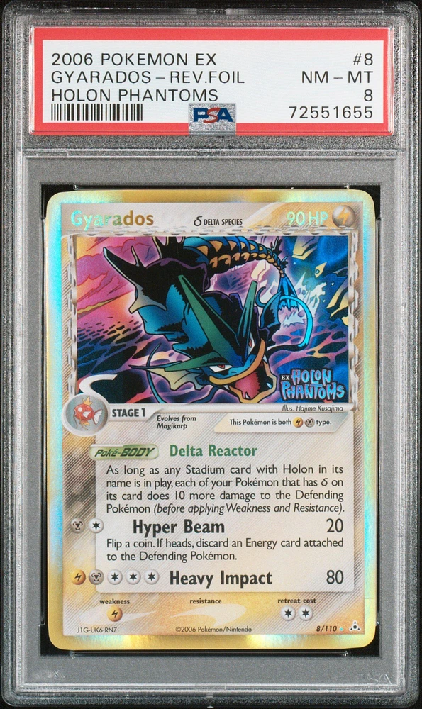2006 Pokemon Ex Holon Phantoms 8 Gyarados-reverse Foil PSA 8