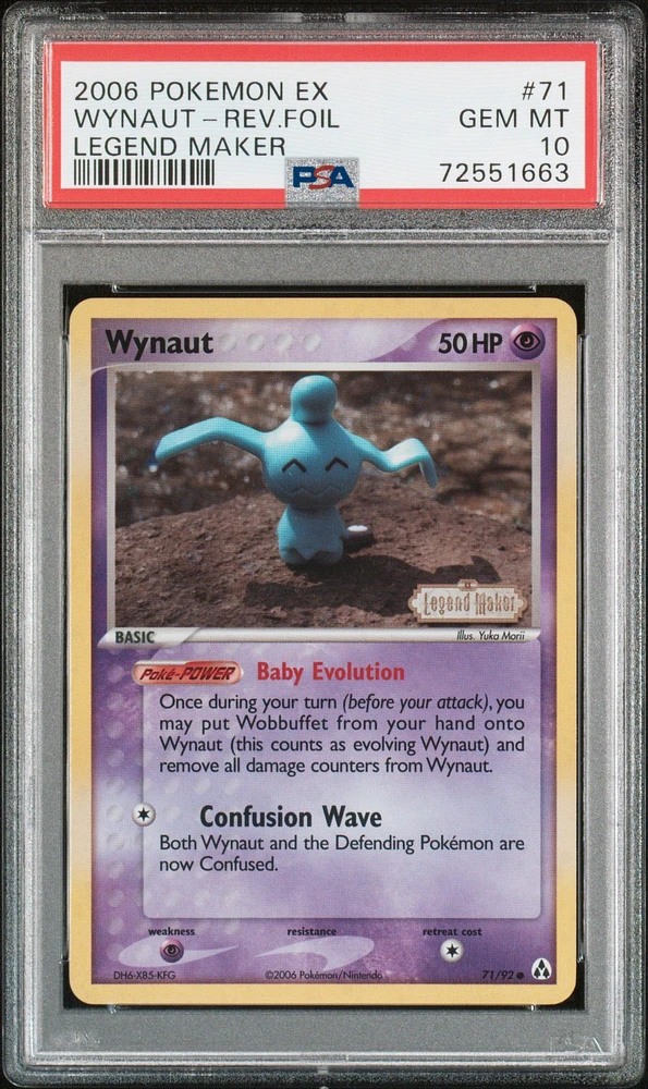 2006 Pokemon Ex Legend Maker 71 Wynaut-reverse Foil PSA