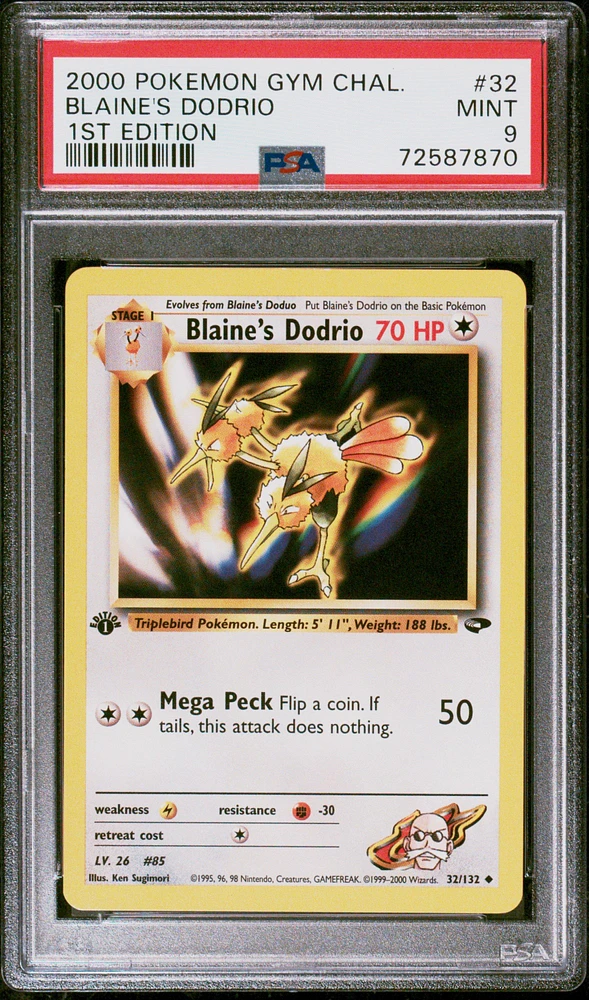 2000 Pokemon Gym Challenge 32 Blaine's Dodrio PSA 9