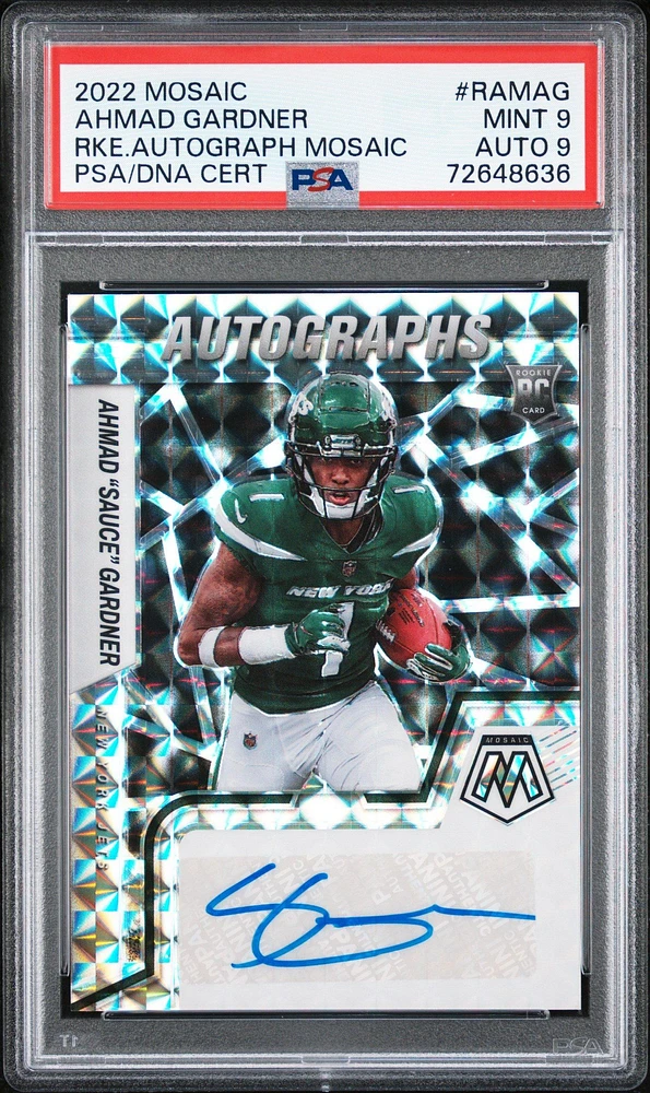 2022 Panini Mosaic Rookie Autograph Mosaic Ramag Ahmad “sauce” Gardner PSA 9