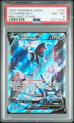 2022 Pokemon Sword & Shield Brilliant Stars 156 Fa/lumineon V PSA