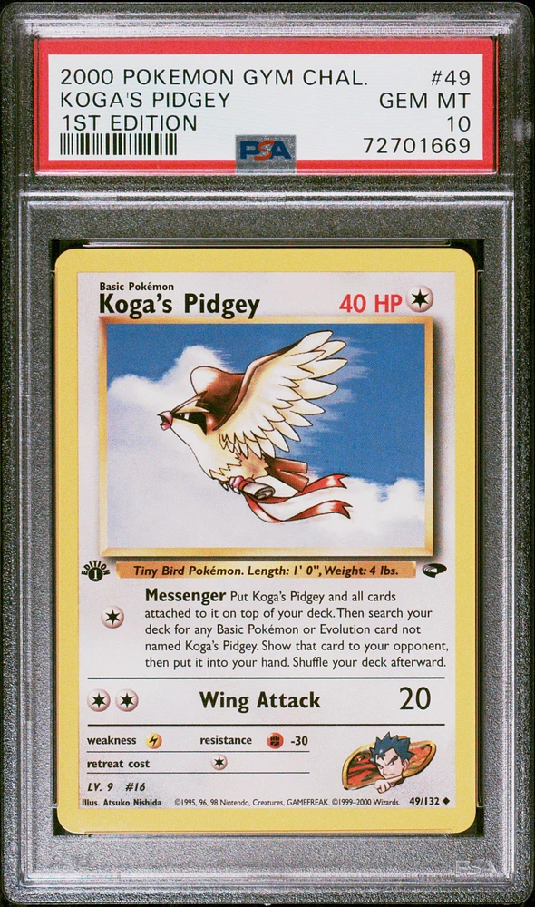 2000 Pokemon Gym Challenge 49 Koga's Pidgey 1st Edition PSA 10
