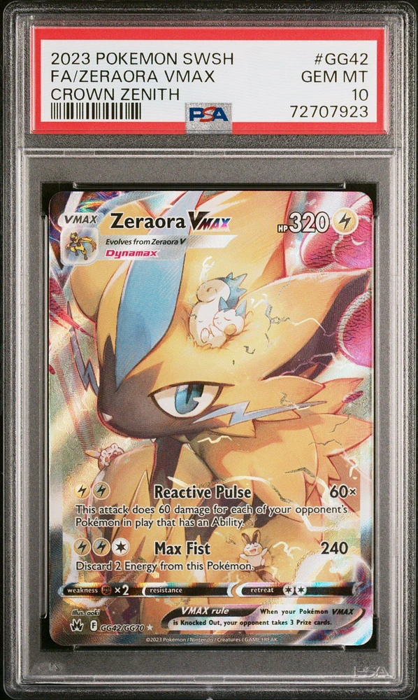 2023 Pokemon Sword And Shield Crown Zenith Gg42 Fa/zeraora Vmax PSA 10