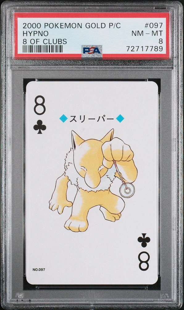 2000 Pokemon Gold Version Playing Cards 097 Hypno 8 Of Clubs PSA 8