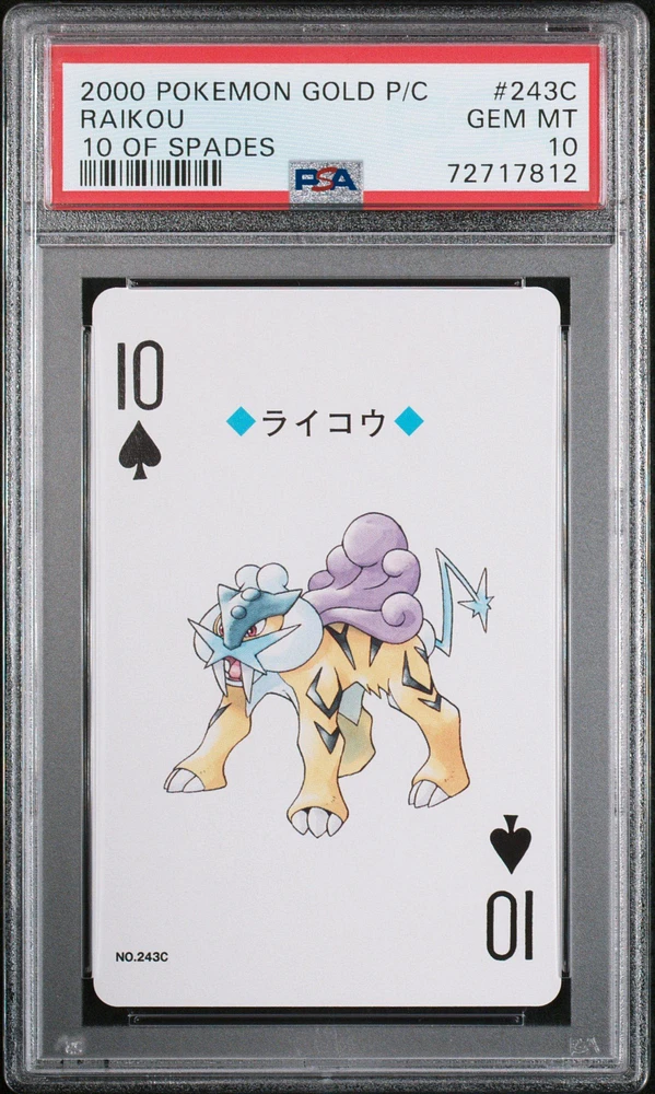 2000 Pokemon Gold Version Playing Cards 243c Raikou 10 Of Spades PSA 10