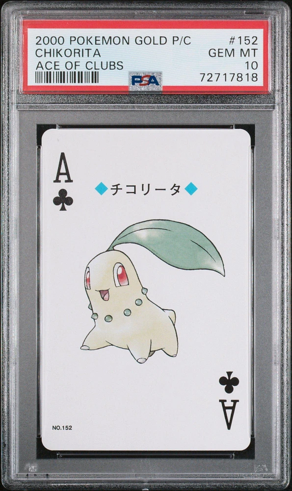 2000 Pokemon Gold Version Playing Cards 152 Chikorita Ace Of Clubs PSA 10