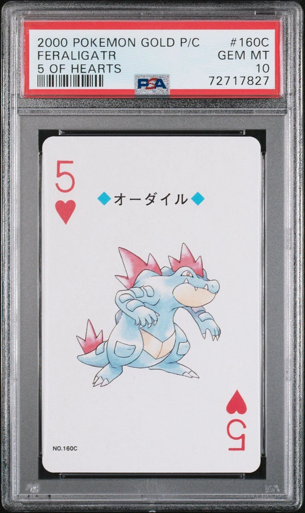 2000 Pokemon Gold Version Playing Cards 160c Feraligatr 5 Of Hearts PSA 10