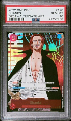 2022 One Piece Romance Dawn 120 Shanks Alternate Art PSA 10