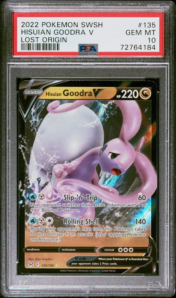 2022 Pokemon Sword & Shield Lost Origin 135 Hisuian Goodra V PSA
