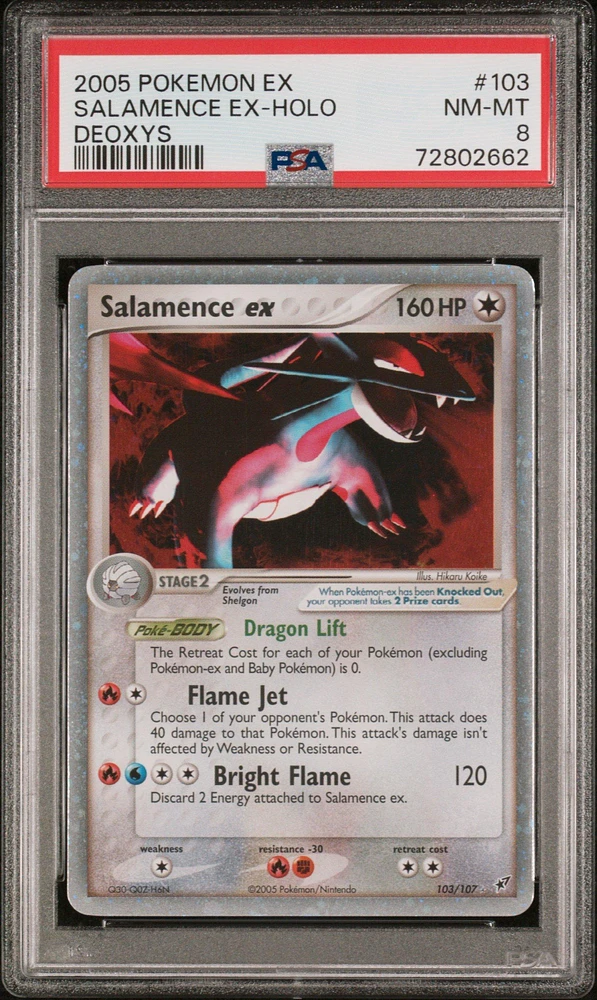 2005 Pokemon Ex Deoxys 103 Salamence Ex PSA 8