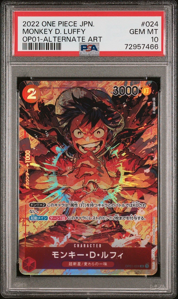 2022 One Piece Japanese Op01-romance Dawn Monkey D. Luffy Alternate Art PSA 10