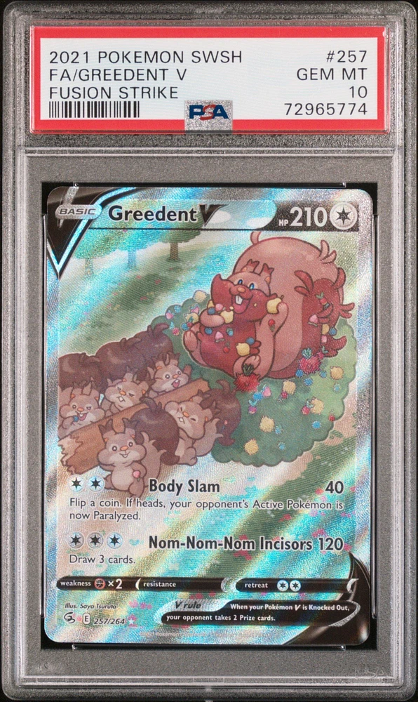 2021 Pokemon Sword & Shield Fusion Strike 257 Fa/greedent V PSA 10