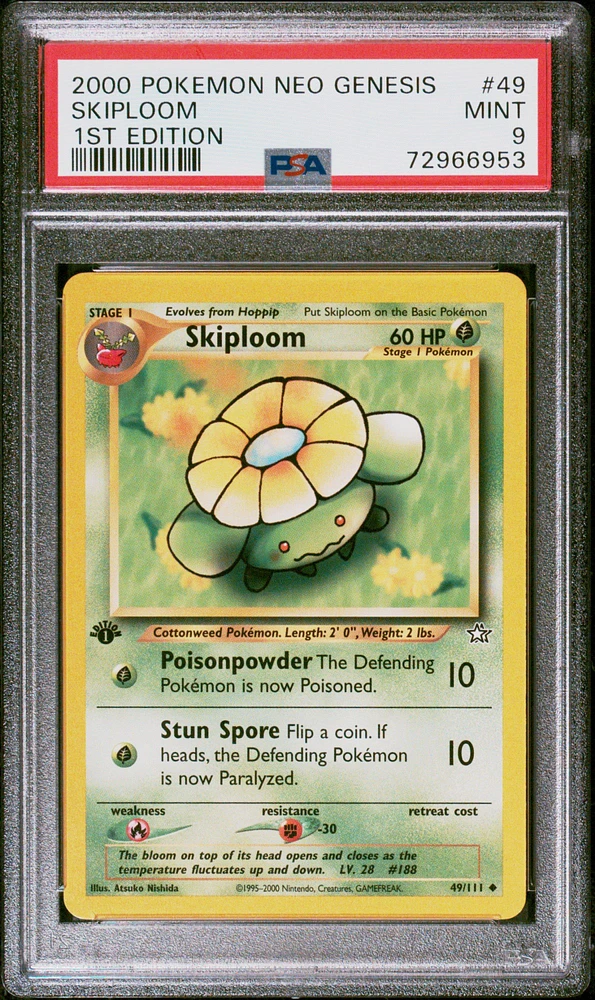 2000 Pokemon Neo Genesis 1st Edition 49 Skiploom PSA 9