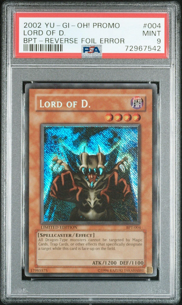 2002 Yu-gi-oh! Promo Bpt-collector's Tins 004 Lord Of D. Reverse Foil Error PSA 9