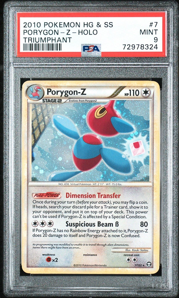 2010 Pokemon Heartgold & Soulsilver Triumphant 7 Porygon-z-holo PSA 9