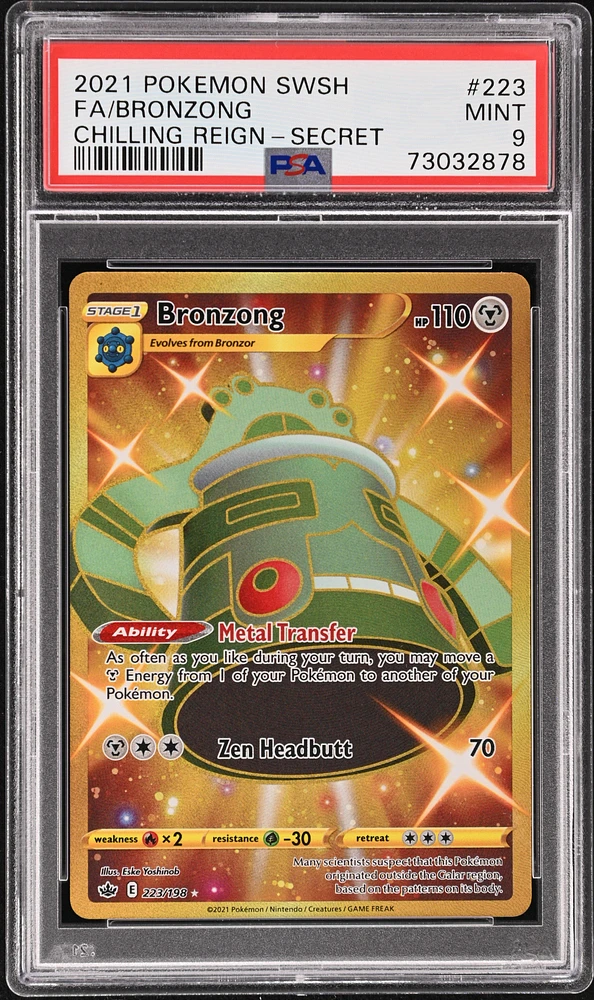 2021 Pokemon Sword & Shield Chilling Reign 223 Full Art/bronzong Secret PSA 9