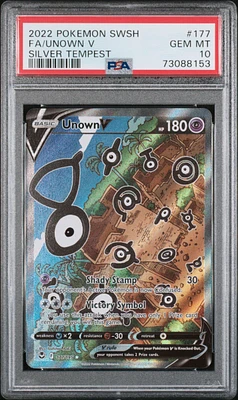 2022 Pokemon Sword & Shield Silver Tempest 177 Fa/unown V PSA 10