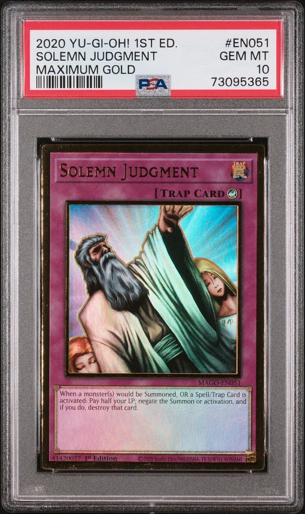 2020 Yu-gi-oh! Maximum Gold En051 Solemn Judgment 1st Edition PSA 10